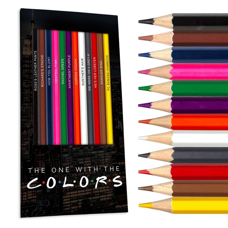 Pun Labs Colored Pencil Set â€“ 12 Soft Core Drawing Pencils, Foil-Stamped with Clever References â€“ Ideal Gift for Fans and Stationery Lovers â€“ Art & Office Supplies, Travel Colored Pencils for Adults - Image 1